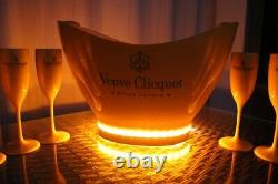 Veuve Clicquot Led New Champagne New Ice Bucket + 6 Veuve Free Flutes