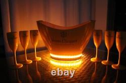 Veuve Clicquot Led New Champagne New Ice Bucket + 6 Veuve Free Flutes