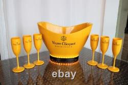 Veuve Clicquot Led New Champagne New Ice Bucket + 6 Veuve Free Flutes