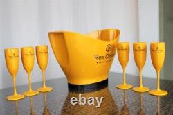 Veuve Clicquot Led New Champagne New Ice Bucket + 6 Veuve Free Flutes