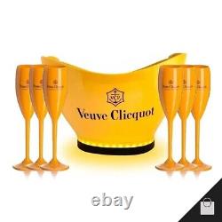 Veuve Clicquot Limited Edition Champagne Ice Bucket With Led Lights + 6 Glasses