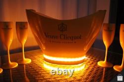 Veuve Clicquot Limited Edition Champagne Ice Bucket With Led Lights + 6 Glasses