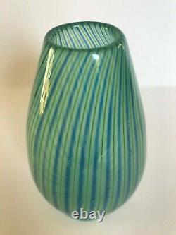 Vicke Lindstrand Colora Unik (Unique) green& blue Vase, Kosta, MCM, Sweden