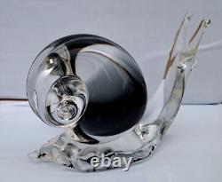 Vintage Art Glass Murano figurineSNAIL, V. NASON 70's Smokey Clear X Large 18 cm