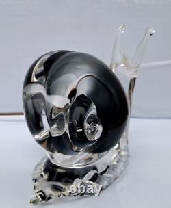 Vintage Art Glass Murano figurineSNAIL, V. NASON 70's Smokey Clear X Large 18 cm