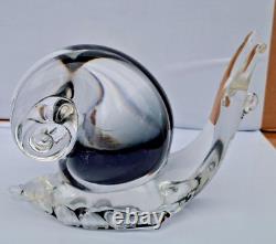 Vintage Art Glass Murano figurineSNAIL, V. NASON 70's Smokey Clear X Large 18 cm