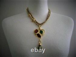 Vintage Chanel CC logos multi color poured glass chain necklace limited edition