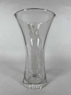 Vintage Czech Republic Limited Edition No. 14 Etched Art Nouveau Deco Glass Vase