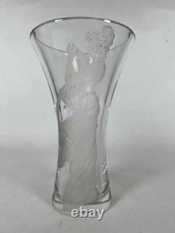 Vintage Czech Republic Limited Edition No. 14 Etched Art Nouveau Deco Glass Vase