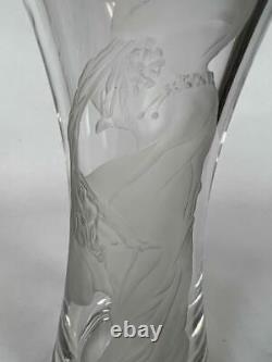 Vintage Czech Republic Limited Edition No. 14 Etched Art Nouveau Deco Glass Vase