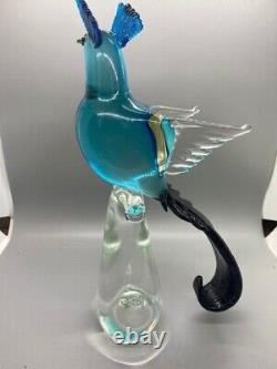 Vintage Formia Vetri Di MURANO Glass Bird of Paradise Blue Black & Label LTD. ED