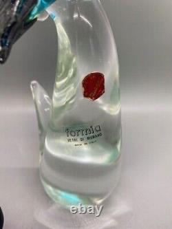 Vintage Formia Vetri Di MURANO Glass Bird of Paradise Blue Black & Label LTD. ED