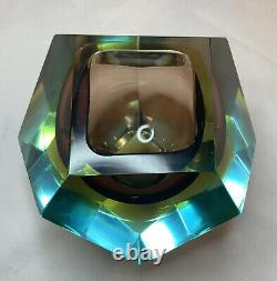 Vintage Murano glass, Mandruzzato tri-colour faceted Geode Bowl Geometric Rare