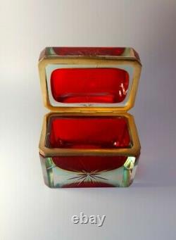 Vintage Rare Alessandro Mandruzzato Murano Casket Sommerso Glass Jewellery Box