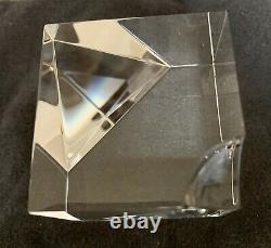 Vintage Steuben Glass Floating Spheres Cube Prism Paperweight Lloyd Atkins