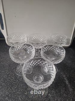 Vtg Waterford Crystal Boyne Pattern 6 Champagne Coupes / Sherbet Dish Excellent