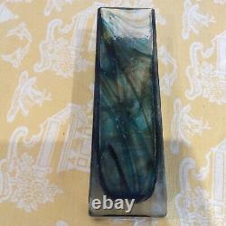Whitefriars Art Glass Green STREAKY LONG RECTANGLE Vase Geoffrey Baxter 1971