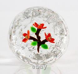 William Mason lampwork triple flower clear glass limited edition paperweight