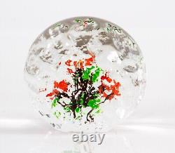 William Mason lampwork triple flower clear glass limited edition paperweight