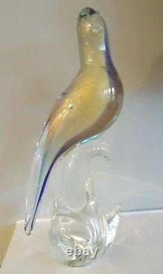11 Limited Signed Sandro Frattin Murano Art Verre Perroquet Sculpture D'oiseau Gold