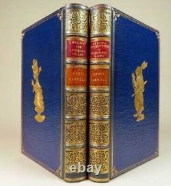 1924 Alice Au Pays Des Merveilles À Travers Le Miroir Lewis Carroll Cuir 2 Livres