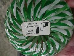 1974 Perthshire Glass Crown Christmas Robin Cane Green White Paperweight Ltd Ed