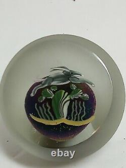 1987 Rare Edition Limitée Signé Correia Rabit In The Grass Paperweight #16/200
