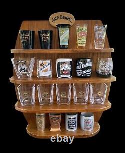 2002 Édition Limitée Jack Daniel's 19 Verres à Tirer + Support en Bois Original
