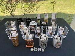 2002 Édition Limitée Jack Daniel's 19 Verres à Tirer + Support en Bois Original