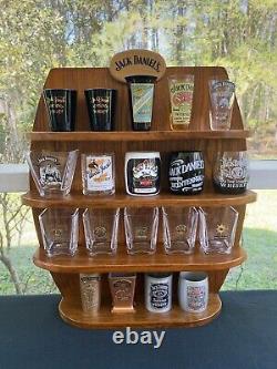 2002 Édition Limitée Jack Daniel's 19 Verres à Tirer + Support en Bois Original