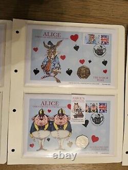 ALICE À TRAVERS LE MIROIR COUVERTURE DE TIMBRE ULTIME 50P ÉDITION LIMITÉE