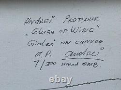 Andrei Protsouk Edition Limitée Giclée Embellie Sur Toile Verre De Vin 7/300