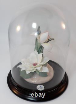 Arrangement de fleurs Lladro 1843 Sérénade en blanc Éd. Ltd + Dôme en verre 1999 TBE