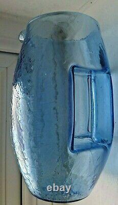 Art Nouveau 1905 Koloman Moser Kristall Krocodil Verre Bleu Cristal Vase De Jug