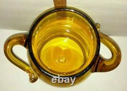 Blenko Art Glass Wheat 7327 Apothicaire Manipulé Jug Champignon Stopper Jar En Vente