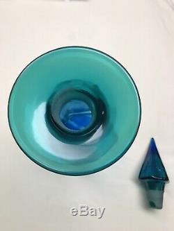 Blenko Verre 2018 Jour Virginie-occidentale Decanter Bleu Et Vert Fade