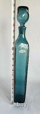 Blenko Wayne Husted Art Glass Decanter 5825s Dans Teal 1958-60 MCM