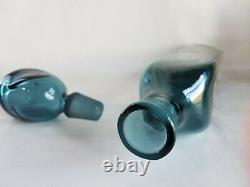 Blenko Wayne Husted Art Glass Decanter 5825s Dans Teal 1958-60 MCM