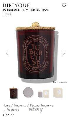 Bougie en Édition Limitée Diptyque Tubéreuse & Couvercle en Rotin 300g BNIB & Scellée