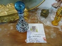 CORREIA Bouteille de parfum en verre d'art bleu aqua et noir gravé, édition limitée 91/500 avec certificat d'authenticité