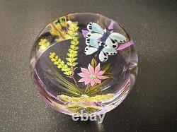 Caithness Edition Limitée William Manson Verre Paperweight Butterfly Flowers