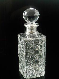 Carafe en verre taillé en argent sterling, Londres 1970, Harrods Ltd