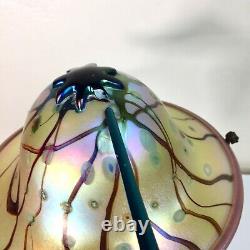Carl Radke 16.5 Mushroom Lampe En Verre Atomic Hand Blown Iridescent Swirl Art