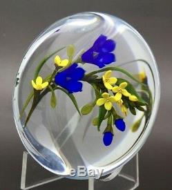 Chris Buzzini Bleu Bouquet De Fleurs Art Glass Studio Paperweight, Avr 3.5wx2.25h