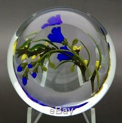 Chris Buzzini Bleu Bouquet De Fleurs Art Glass Studio Paperweight, Avr 3.5wx2.25h