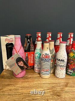 Collection De 76 Bouteilles De Coke Édition Limitée Coca Cola Verre Et Bouteilles En Métal