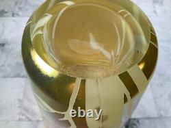 Correia Art Glass Gold Iridescent Bamboo Decorated Vase Limited Edition 82/500
