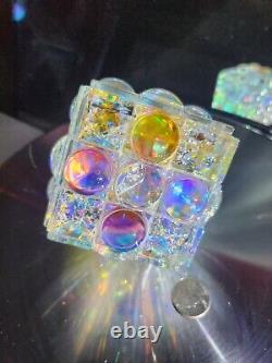 Cristal Dichroïque Optic Art Verre Storms Paperweight Autism Chakras Rubiks Cube