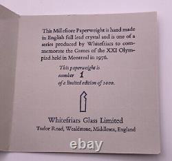 Édition Limitée n° 1 Poids de Papier en Verre de Canne de Moine Rare des Olympiades Whitefriars