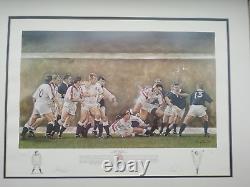 Édition Très Rare Limitée de l'Équipe de Rugby d'Angleterre Grand Chelem 1995 Encadrée Sans Verre